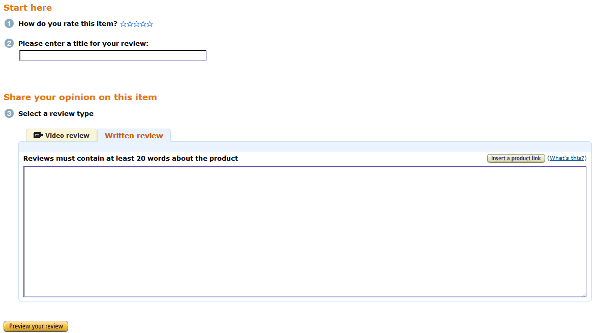 screen cap of the review writing screen